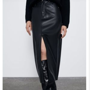 Zara the Lizzy Faux Leather Midi Skirt